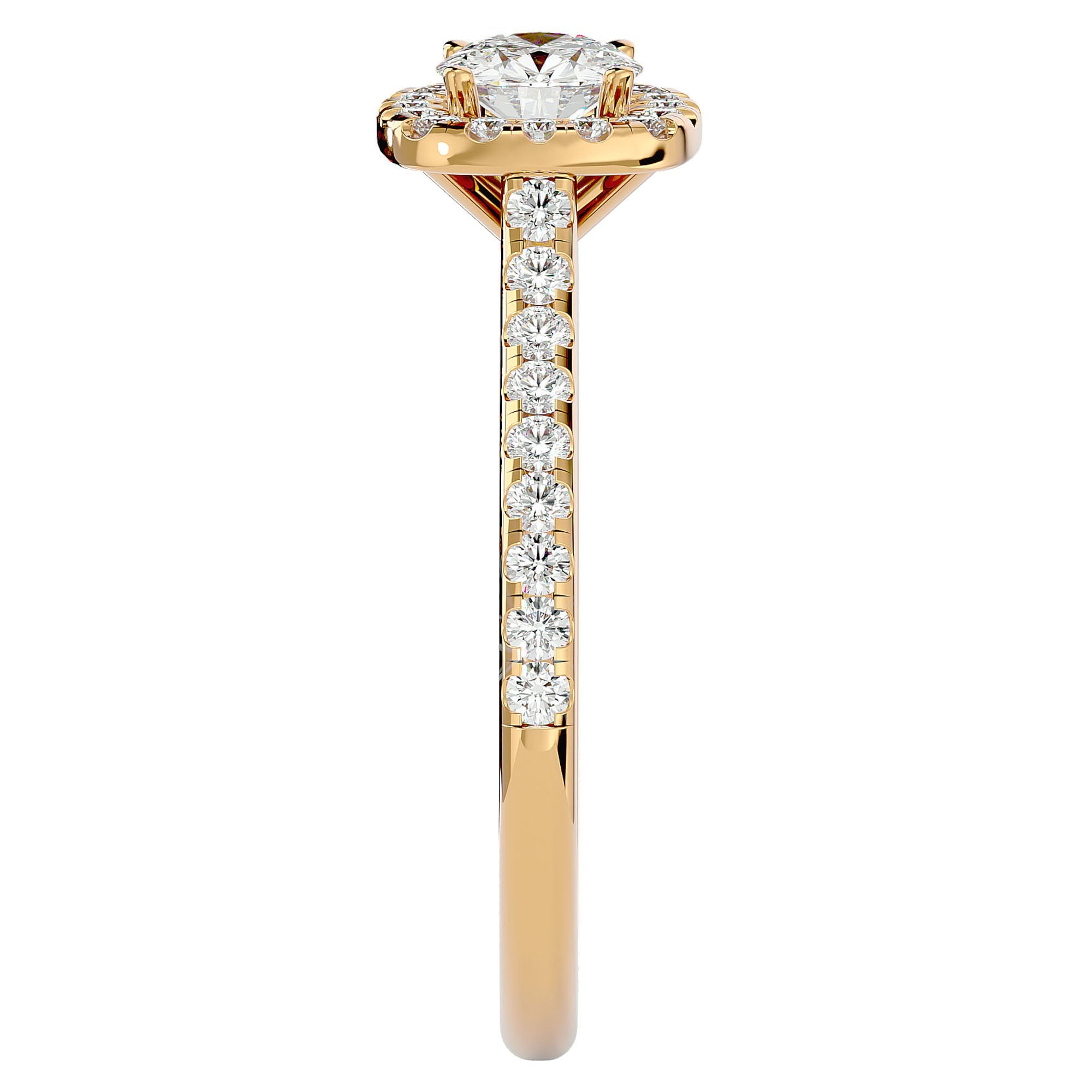 Inel de Logodnă Azure din Aur 14k cu Moissanite Halo Pavé de 0.72 ct din 14k Aur Galben - Castelo.ro