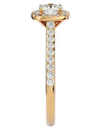 Inel de Logodnă Azure din Aur 14k cu Diamante Create în Laborator Halo Pavé de 0.72 ct din 14k Aur Galben - Castelo.ro