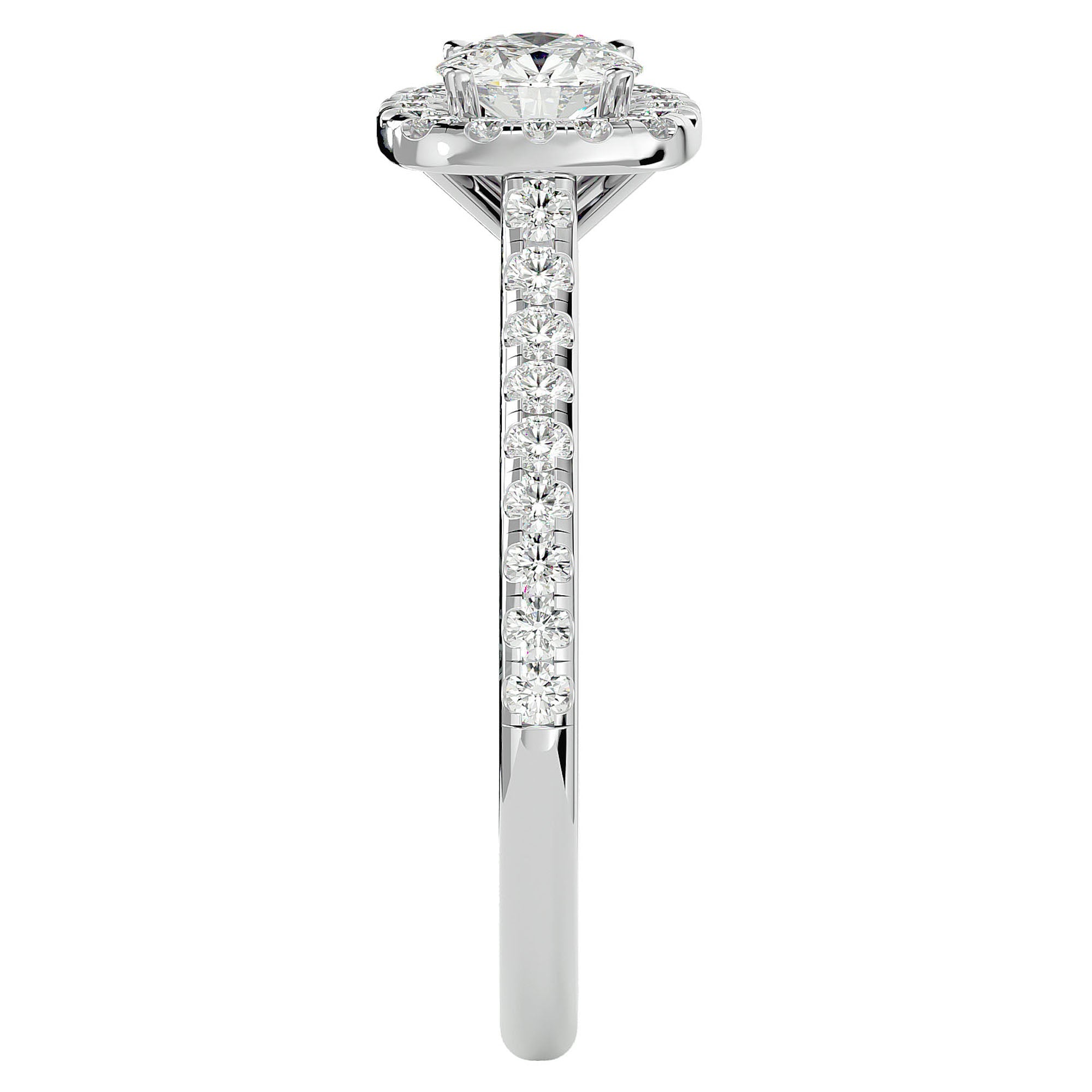 Inel de Logodnă Azure cu Moissanite Halo Pavé de 0.72 ct din Platina - Castelo.ro