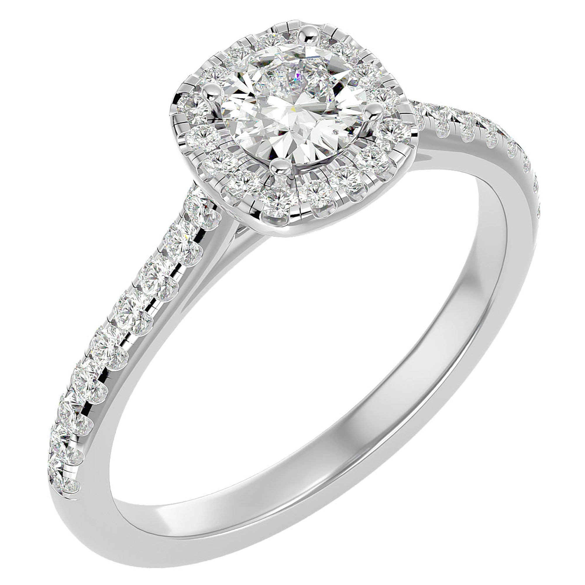 Inel de Logodnă Azure cu Moissanite Halo Pavé de 0.72 ct din Platina - Castelo.ro