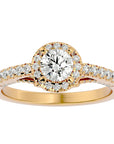 Inel de Logodnă Radiance din Aur 14k cu Moissanite Halo Pavé de 0.98 ct din 14k Aur Galben - Castelo.ro