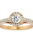 Inel de Logodnă Radiance din Aur 14k cu Diamante Naturale Halo Pavé de 0.98 ct din 14k Aur Galben - Castelo.ro
