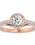 Inel de Logodnă Radiance din Aur 14k cu Diamante Create în Laborator Halo Pavé de 0.98 ct din 14k Aur Roz - Castelo.ro