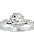 Inel de Logodnă Radiance cu Moissanite Halo Pavé de 0.98 ct din Platina - Castelo.ro