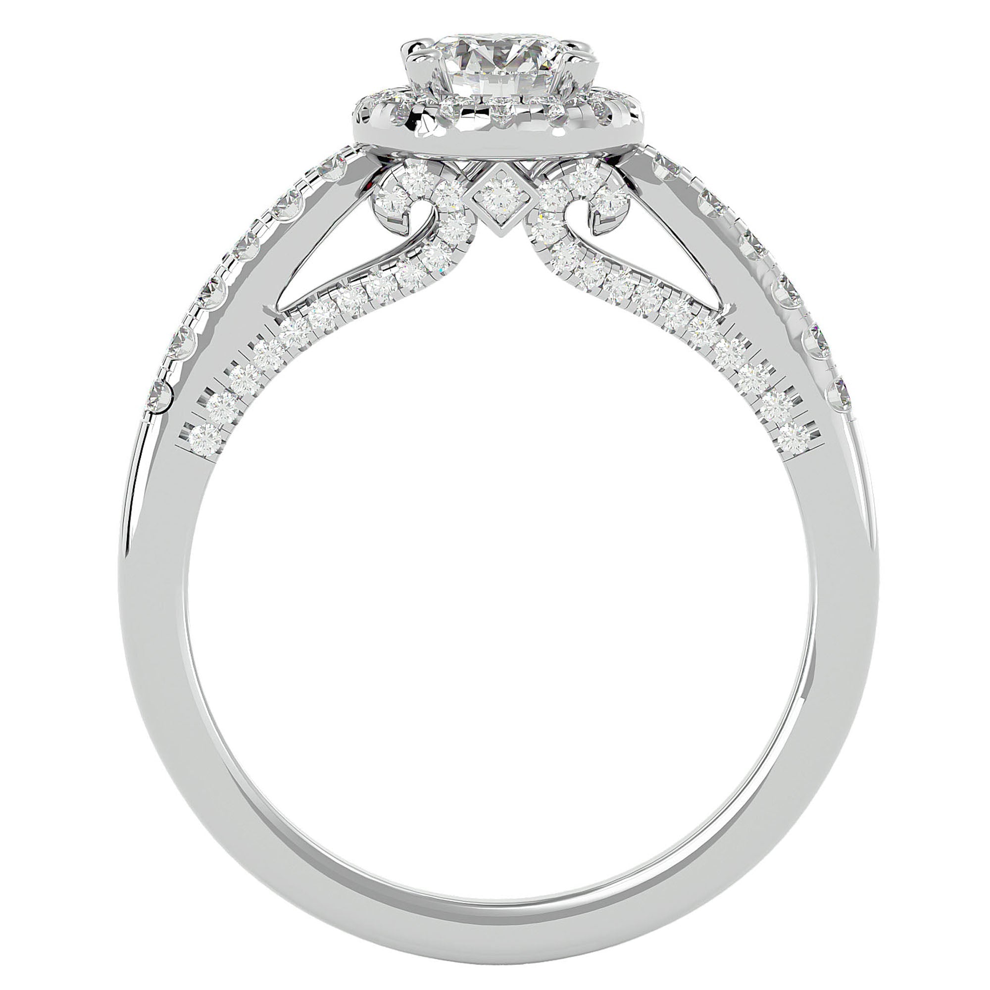 Inel de Logodnă Radiance cu Diamante Naturale Halo Pavé de 0.98 ct din Platina - Castelo.ro