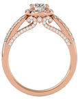 Inel de Logodnă Radiance cu Diamante Create în Laborator Halo Pavé de 0.98 ct din 18k Aur Roz - Castelo.ro