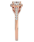 Inel de Logodnă Radiance cu Diamante Create în Laborator Halo Pavé de 0.98 ct din 18k Aur Roz - Castelo.ro