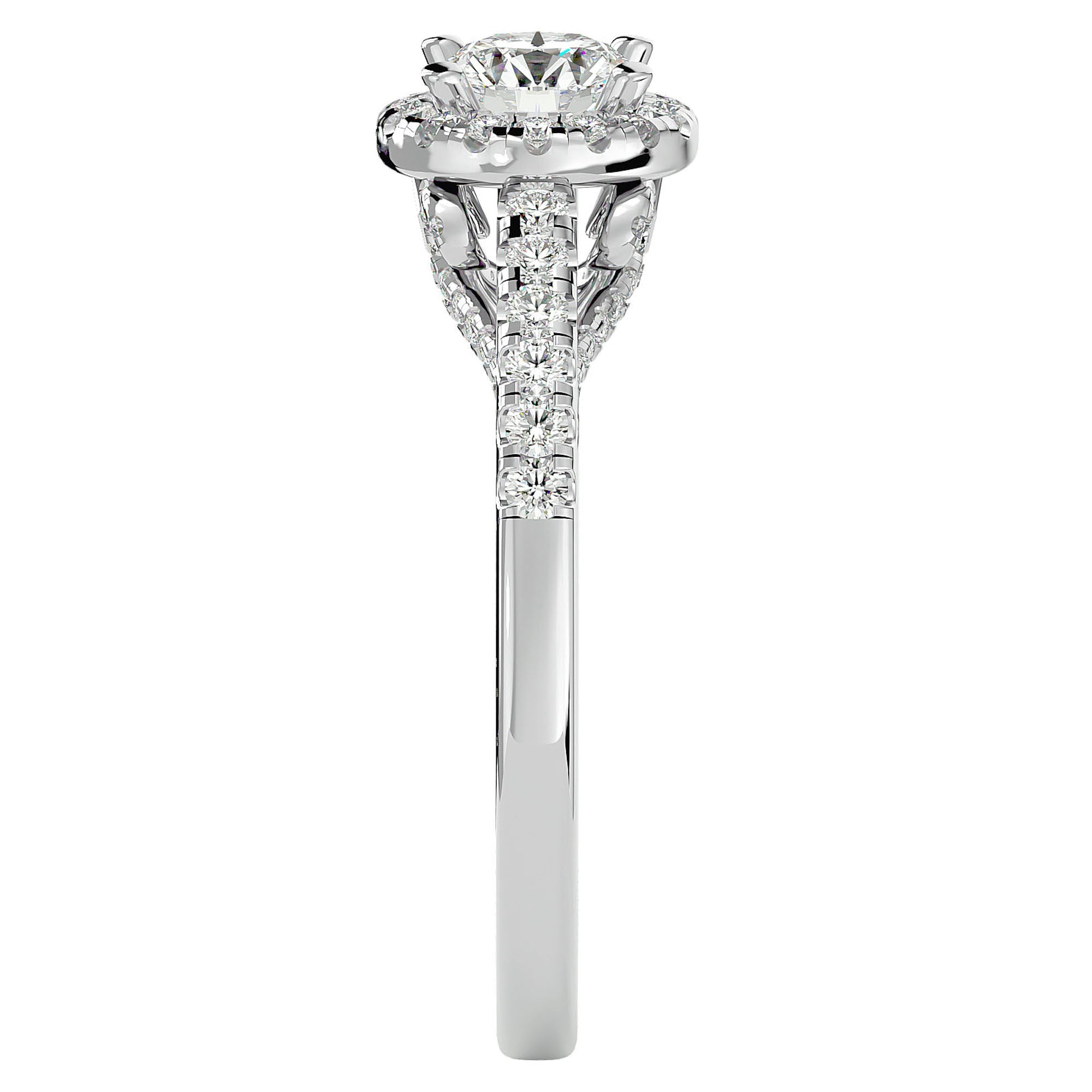 Inel de Logodnă Radiance cu Diamante Naturale Halo Pavé de 0.98 ct din Platina - Castelo.ro