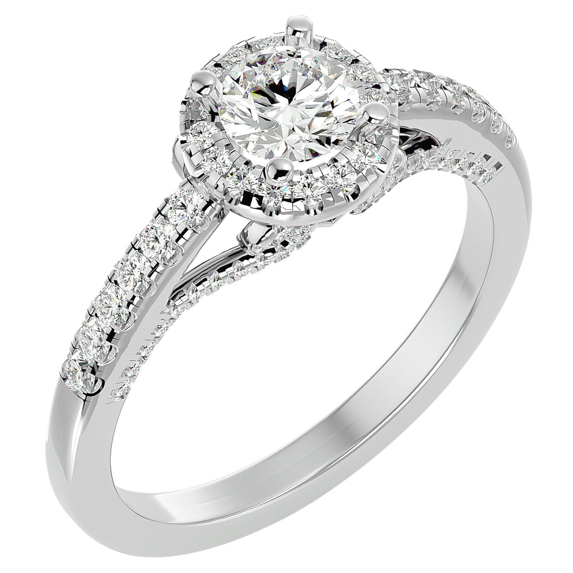 Inel de Logodnă Radiance cu Diamante Naturale Halo Pavé de 0.98 ct din Platina - Castelo.ro