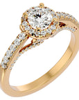 Inel de Logodnă Radiance din Aur 14k cu Diamante Naturale Halo Pavé de 0.98 ct din 14k Aur Galben - Castelo.ro