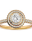 Inel de Logodnă Pinnacle din Aur 14k cu Diamante Create în Laborator Halo Pavé de 1.03 ct din 14k Aur Galben - Castelo.ro