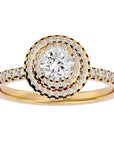 Inel de Logodnă Pinnacle din Aur 14k cu Diamante Naturale Halo Pavé de 1.03 ct din 14k Aur Galben - Castelo.ro