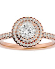 Inel de Logodnă Pinnacle din Aur 14k cu Diamante Naturale Halo Pavé de 1.03 ct din 14k Aur Roz - Castelo.ro