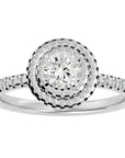 Inel de Logodnă Pinnacle din Aur 14k cu Moissanite Halo Pavé de 1.03 ct din 14k Aur Alb - Castelo.ro