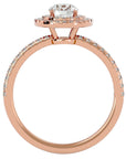 Inel de Logodnă Pinnacle din Aur 14k cu Diamante Naturale Halo Pavé de 1.03 ct din 14k Aur Roz - Castelo.ro