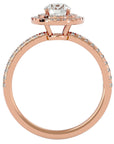 Inel de Logodnă Pinnacle din Aur 14k cu Moissanite Halo Pavé de 1.03 ct din 14k Aur Roz - Castelo.ro