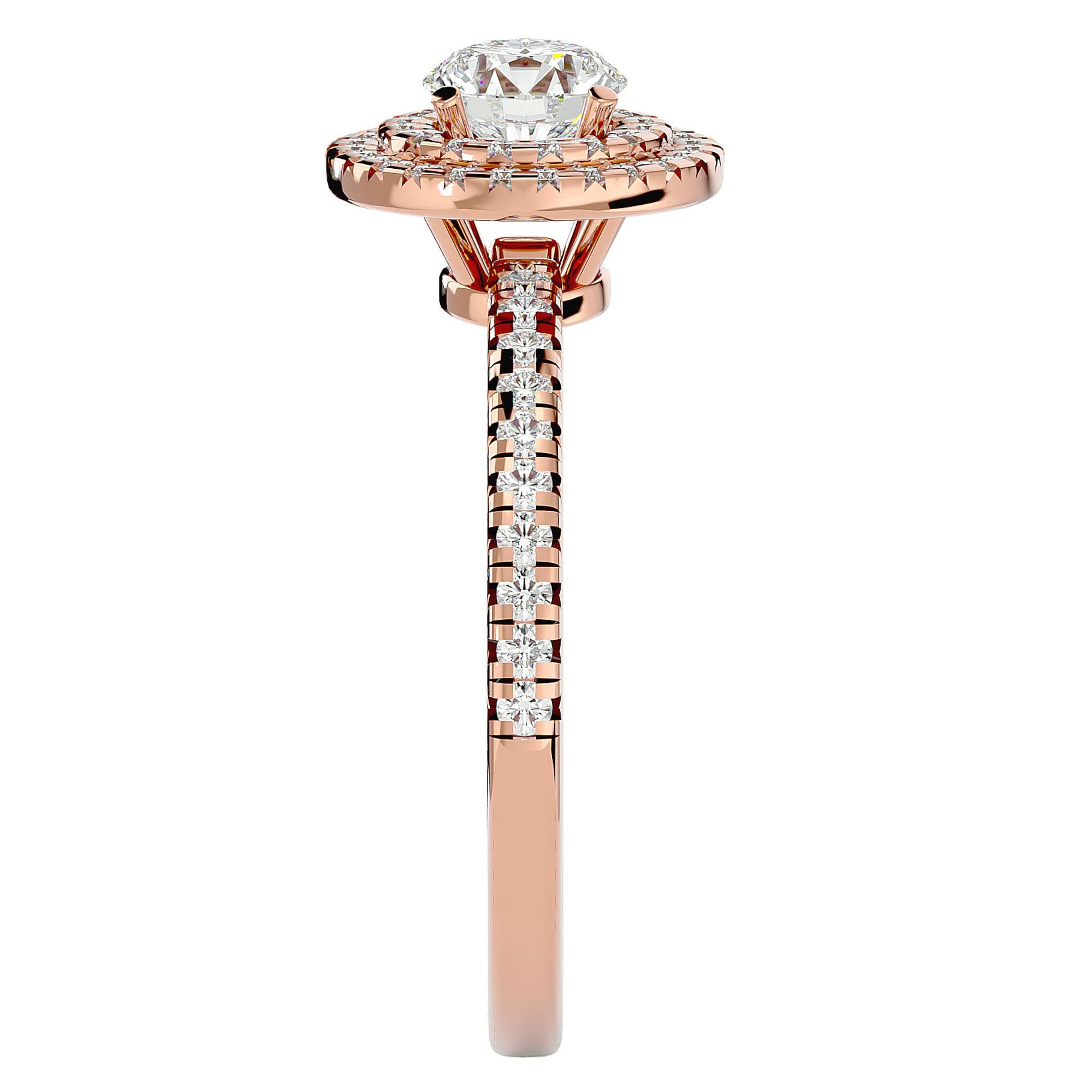 Inel de Logodnă Pinnacle din Aur 14k cu Diamante Create în Laborator Halo Pavé de 1.03 ct din 14k Aur Roz - Castelo.ro