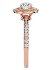 Inel de Logodnă Pinnacle din Aur 14k cu Diamante Naturale Halo Pavé de 1.03 ct din 14k Aur Roz - Castelo.ro
