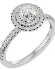 Inel de Logodnă Pinnacle din Aur 14k cu Moissanite Halo Pavé de 1.03 ct din 14k Aur Alb - Castelo.ro
