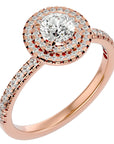 Inel de Logodnă Pinnacle din Aur 14k cu Diamante Naturale Halo Pavé de 1.03 ct din 14k Aur Roz - Castelo.ro