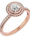 Inel de Logodnă Pinnacle din Aur 14k cu Diamante Create în Laborator Halo Pavé de 1.03 ct din 14k Aur Roz - Castelo.ro