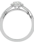 Inel de Logodnă Trio din Aur 14k cu Diamante Create în Laborator Halo Pavé de 0.68 ct din 14k Aur Alb - Castelo.ro