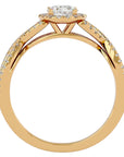 Inel de Logodnă Trio din Aur 14k cu Diamante Create în Laborator Halo Pavé de 0.68 ct din 14k Aur Galben - Castelo.ro