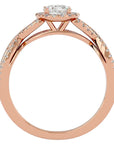 Inel de Logodnă Trio din Aur 14k cu Diamante Create în Laborator Halo Pavé de 0.68 ct din 14k Aur Roz - Castelo.ro