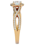 Inel de Logodnă Trio din Aur 14k cu Moissanite Halo Pavé de 0.68 ct din 14k Aur Galben - Castelo.ro