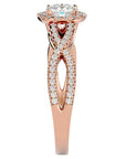 Inel de Logodnă Trio din Aur 14k cu Diamante Create în Laborator Halo Pavé de 0.68 ct din 14k Aur Roz - Castelo.ro