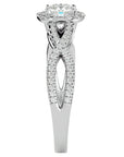 Inel de Logodnă Trio din Aur 14k cu Diamante Create în Laborator Halo Pavé de 0.68 ct din 14k Aur Alb - Castelo.ro