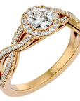 Inel de Logodnă Trio din Aur 14k cu Moissanite Halo Pavé de 0.68 ct din 14k Aur Galben - Castelo.ro