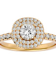 Inel de Logodnă Aristocrat cu Moissanite Halo Pavé de 1.14 ct din 18k Aur Galben - Castelo.ro