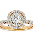 Inel de Logodnă Aristocrat din Aur 14k cu Diamante Create în Laborator Halo Pavé de 1.14 ct din 14k Aur Galben - Castelo.ro