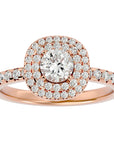 Inel de Logodnă Aristocrat cu Moissanite Halo Pavé de 1.14 ct din 18k Aur Roz - Castelo.ro