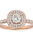 Inel de Logodnă Aristocrat din Aur 14k cu Diamante Naturale Halo Pavé de 1.14 ct din 14k Aur Roz - Castelo.ro