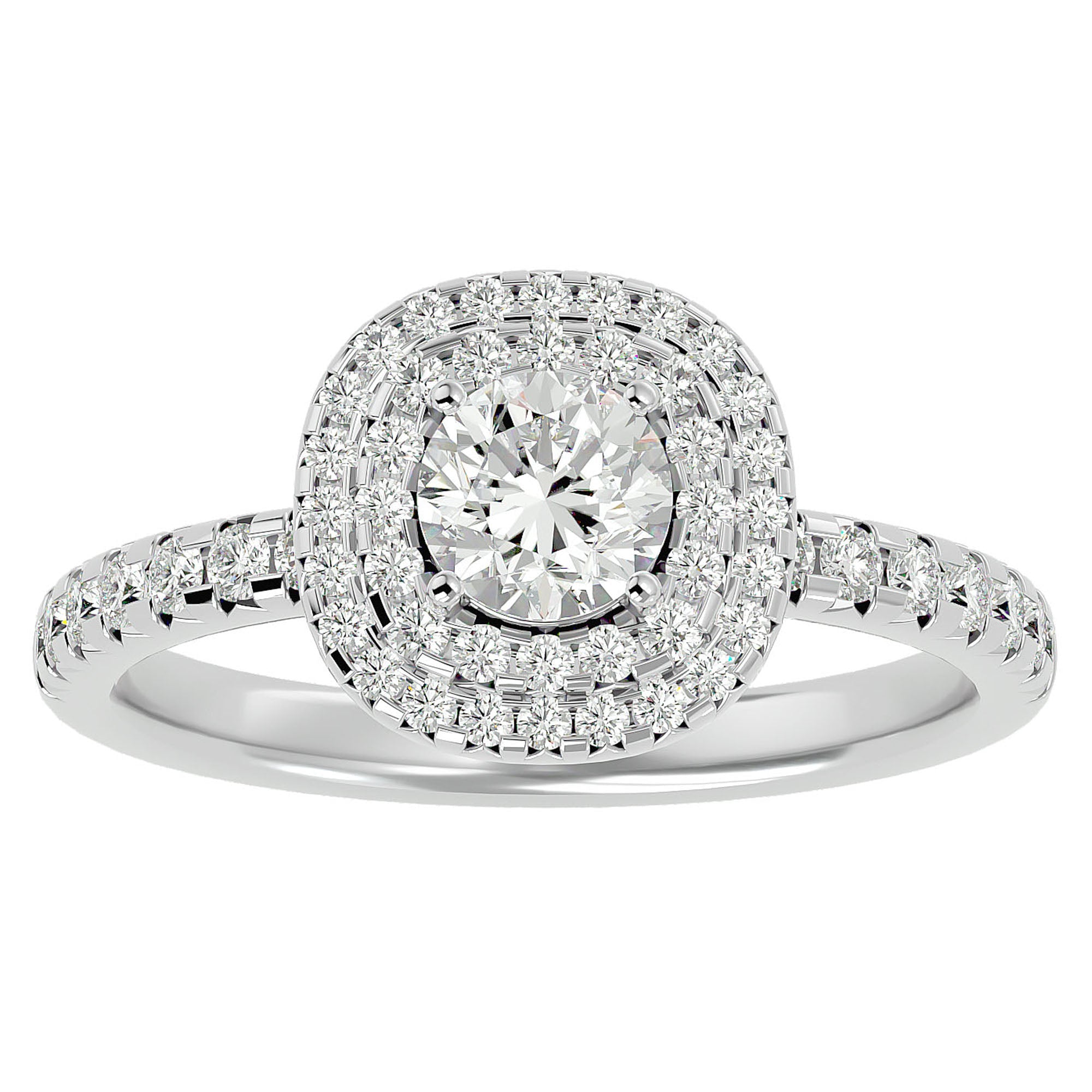 Inel de Logodnă Aristocrat cu Moissanite Halo Pavé de 1.14 ct din Platina - Castelo.ro