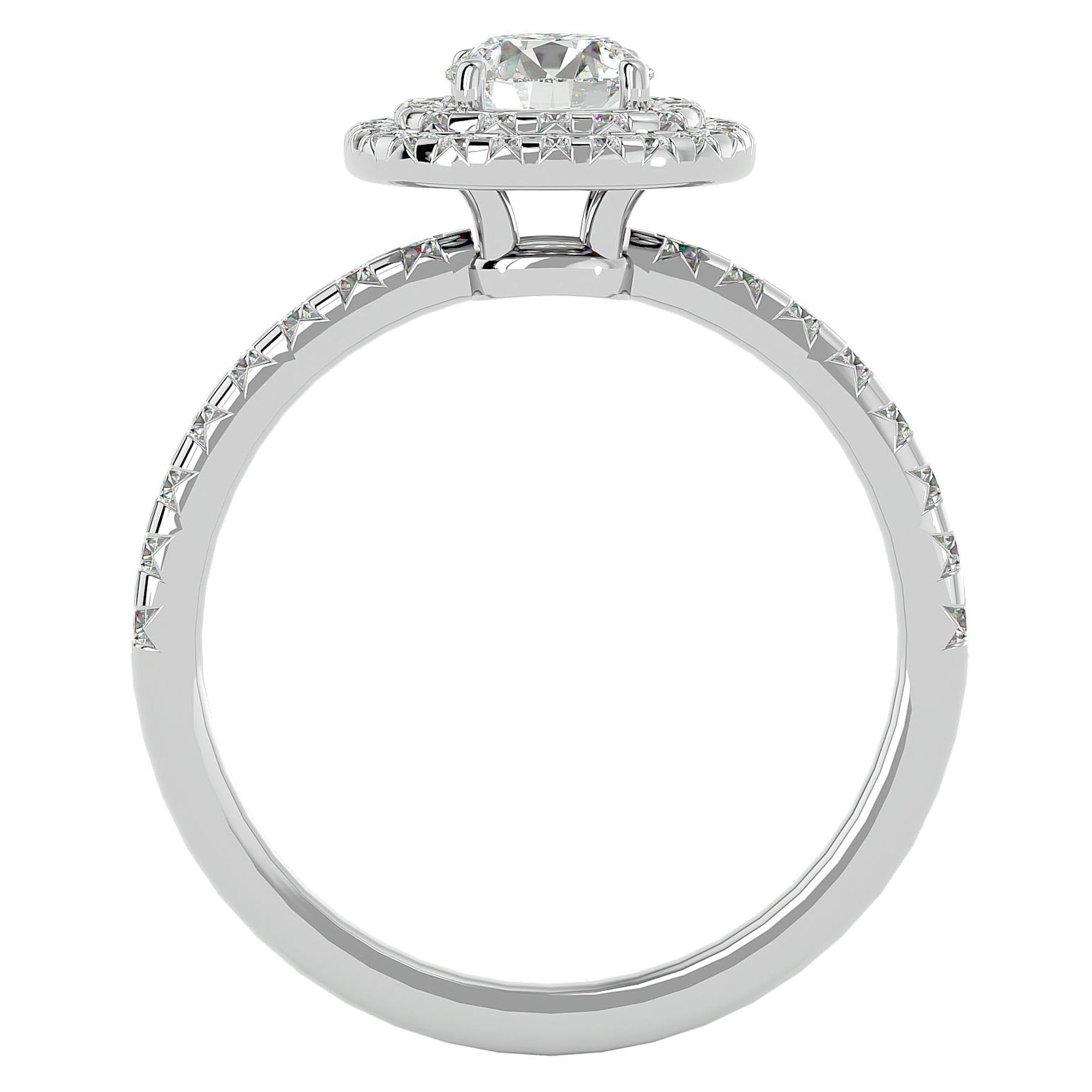 Inel de Logodnă Aristocrat cu Diamante Naturale Halo Pavé de 1.14 ct din Platina - Castelo.ro