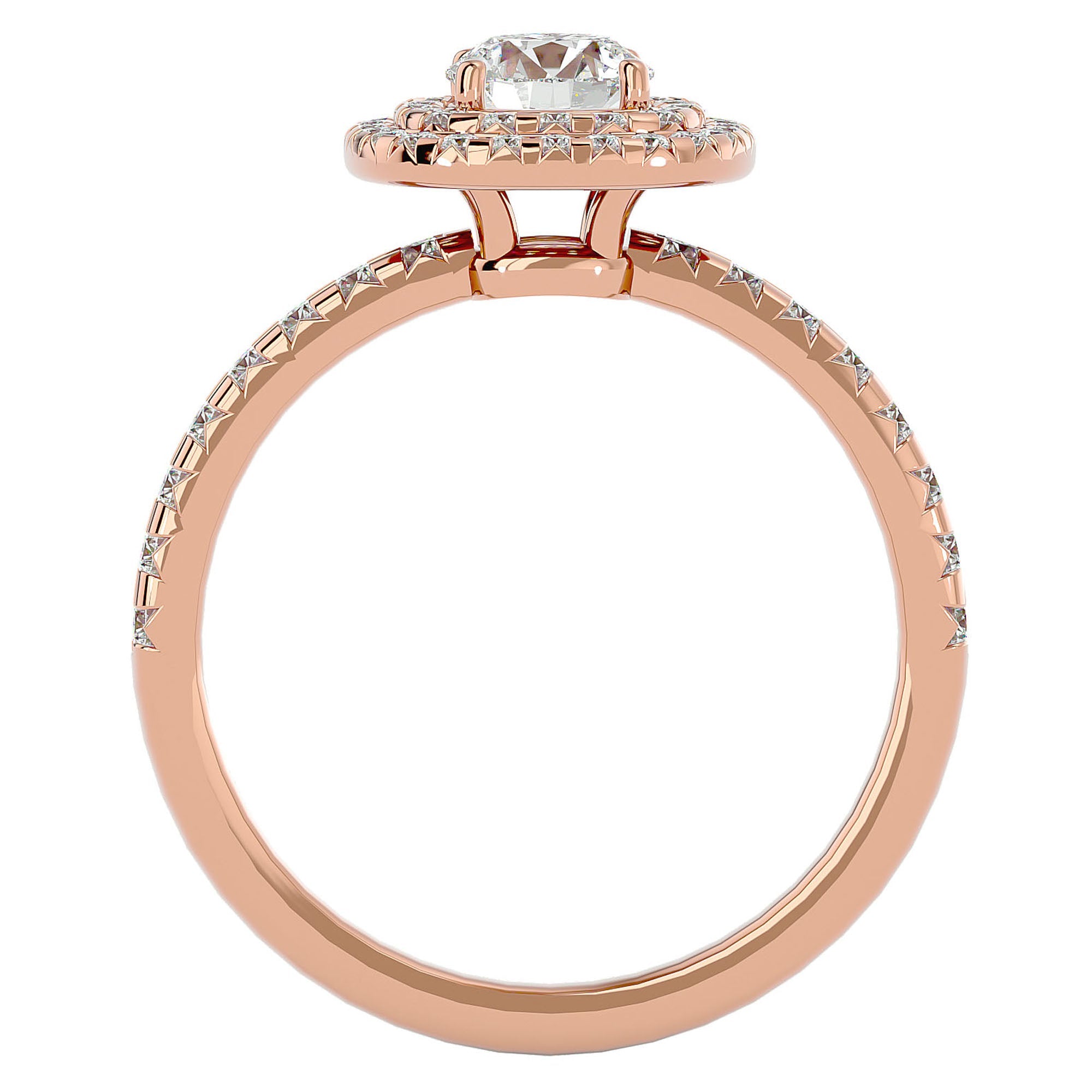 Inel de Logodnă Aristocrat din Aur 14k cu Diamante Naturale Halo Pavé de 1.14 ct din 14k Aur Roz - Castelo.ro
