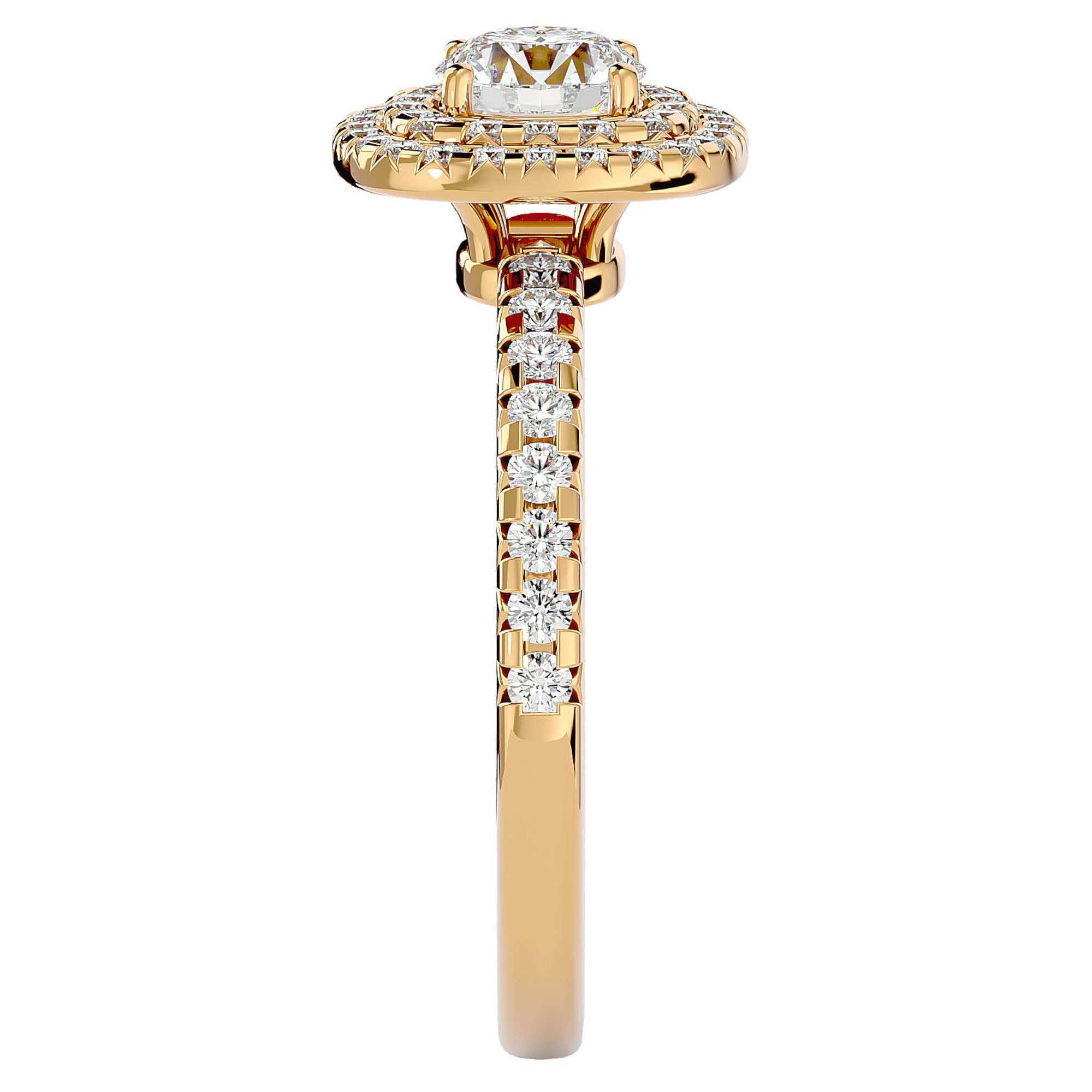Inel de Logodnă Aristocrat cu Diamante Create în Laborator Halo Pavé de 1.14 ct din 18k Aur Galben - Castelo.ro