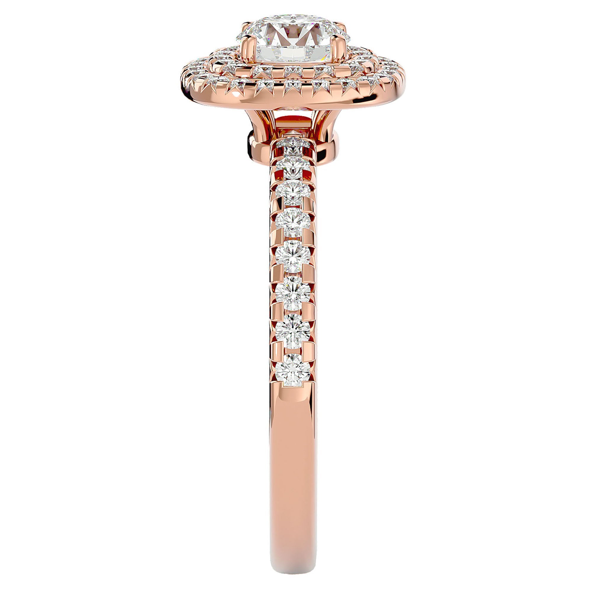 Inel de Logodnă Aristocrat din Aur 14k cu Diamante Naturale Halo Pavé de 1.14 ct din 14k Aur Roz - Castelo.ro