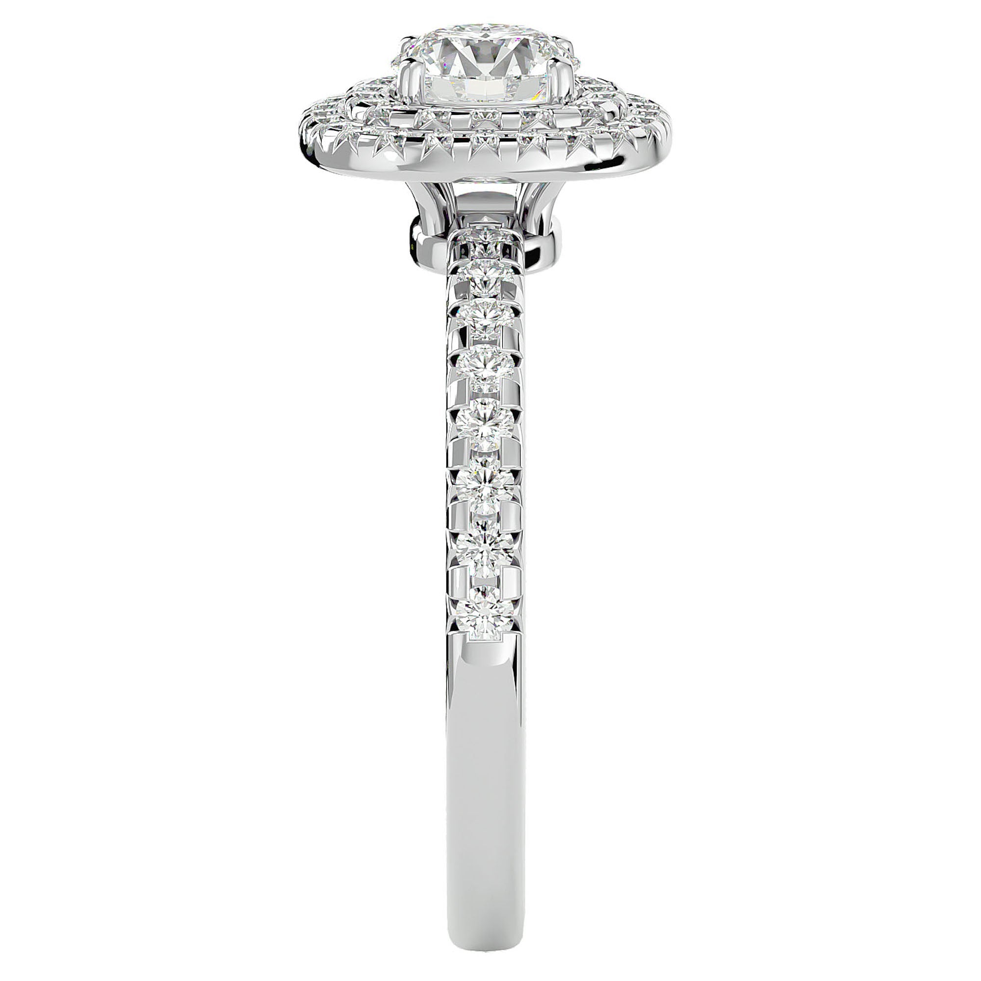 Inel de Logodnă Aristocrat cu Diamante Create în Laborator Halo Pavé de 1.14 ct din Platina - Castelo.ro
