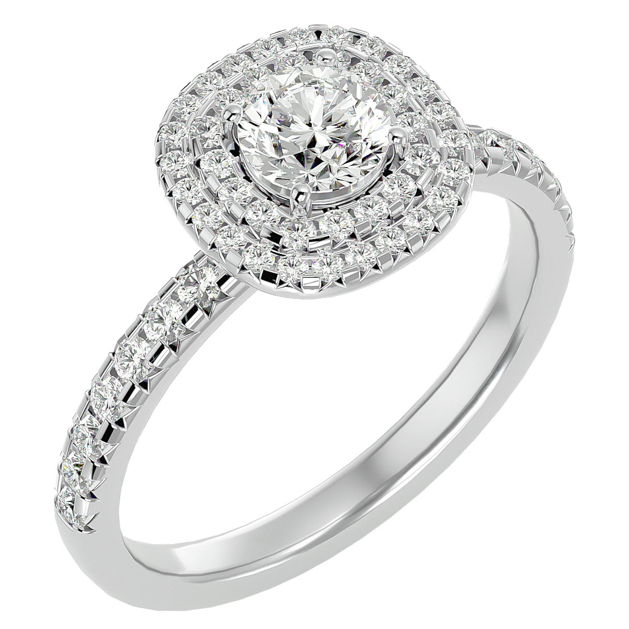 Inel de Logodnă Aristocrat cu Diamante Create în Laborator Halo Pavé de 1.14 ct din Platina - Castelo.ro