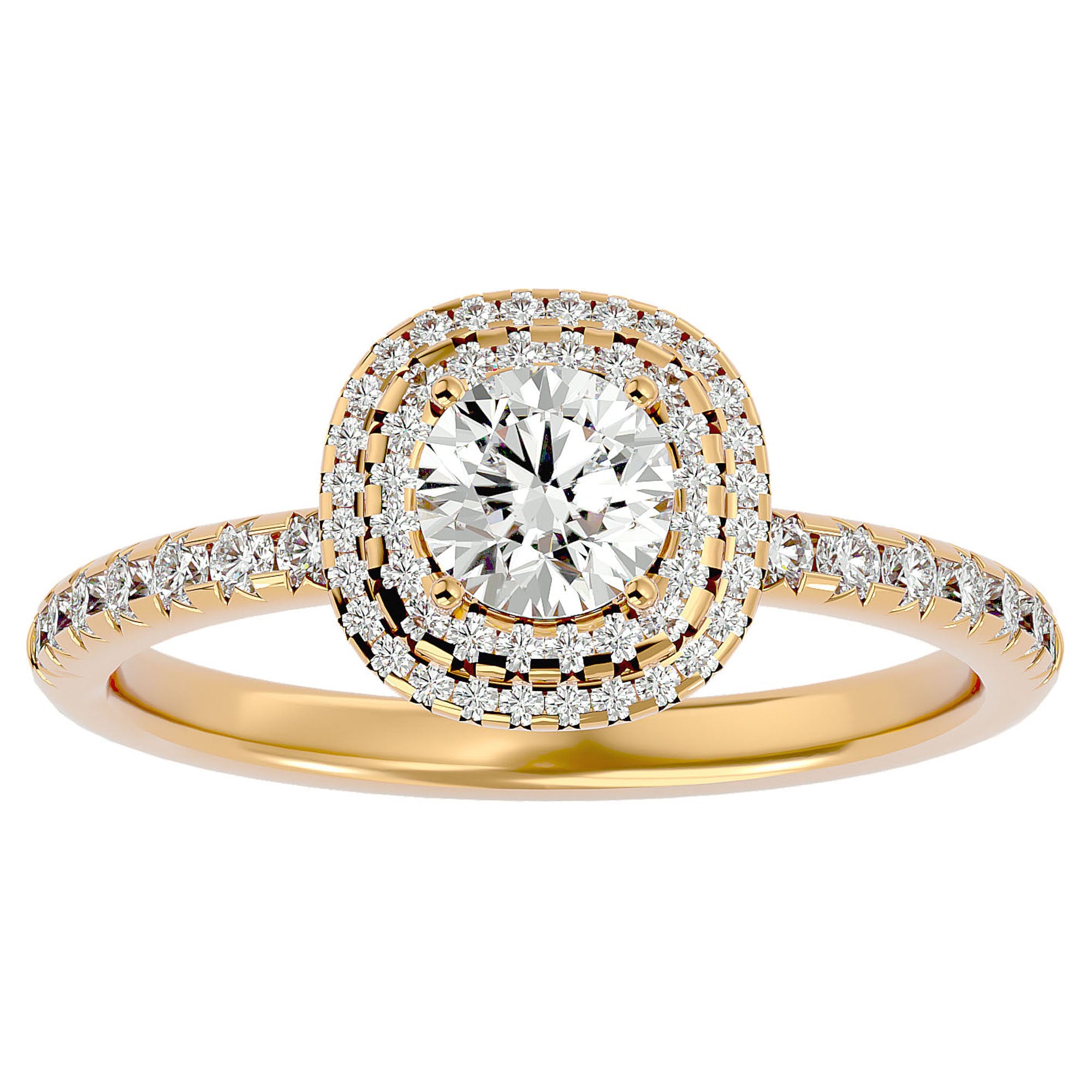 Inel de Logodnă Rhapsody din Aur 14k cu Diamante Create în Laborator Halo Pavé de 0.93 ct din 14k Aur Galben - Castelo.ro