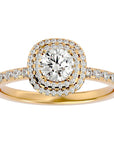 Inel de Logodnă Rhapsody cu Diamante Create în Laborator Halo Pavé de 0.93 ct din 18k Aur Galben - Castelo.ro