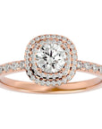 Inel de Logodnă Rhapsody cu Diamante Create în Laborator Halo Pavé de 0.93 ct din 18k Aur Roz - Castelo.ro