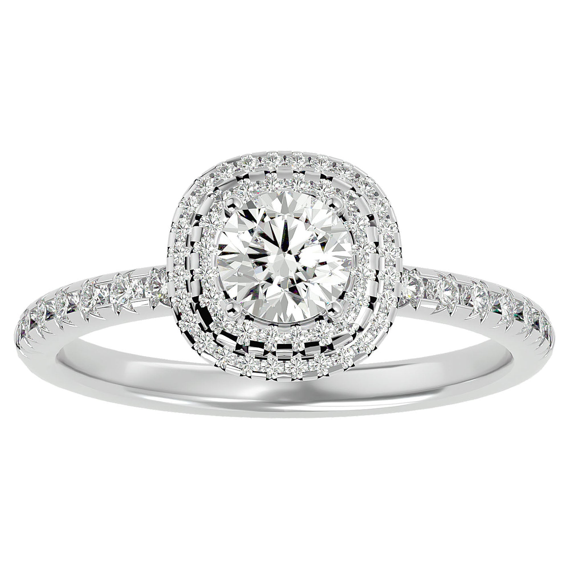 Inel de Logodnă Rhapsody din Aur 14k cu Diamante Create în Laborator Halo Pavé de 0.93 ct din 14k Aur Alb - Castelo.ro
