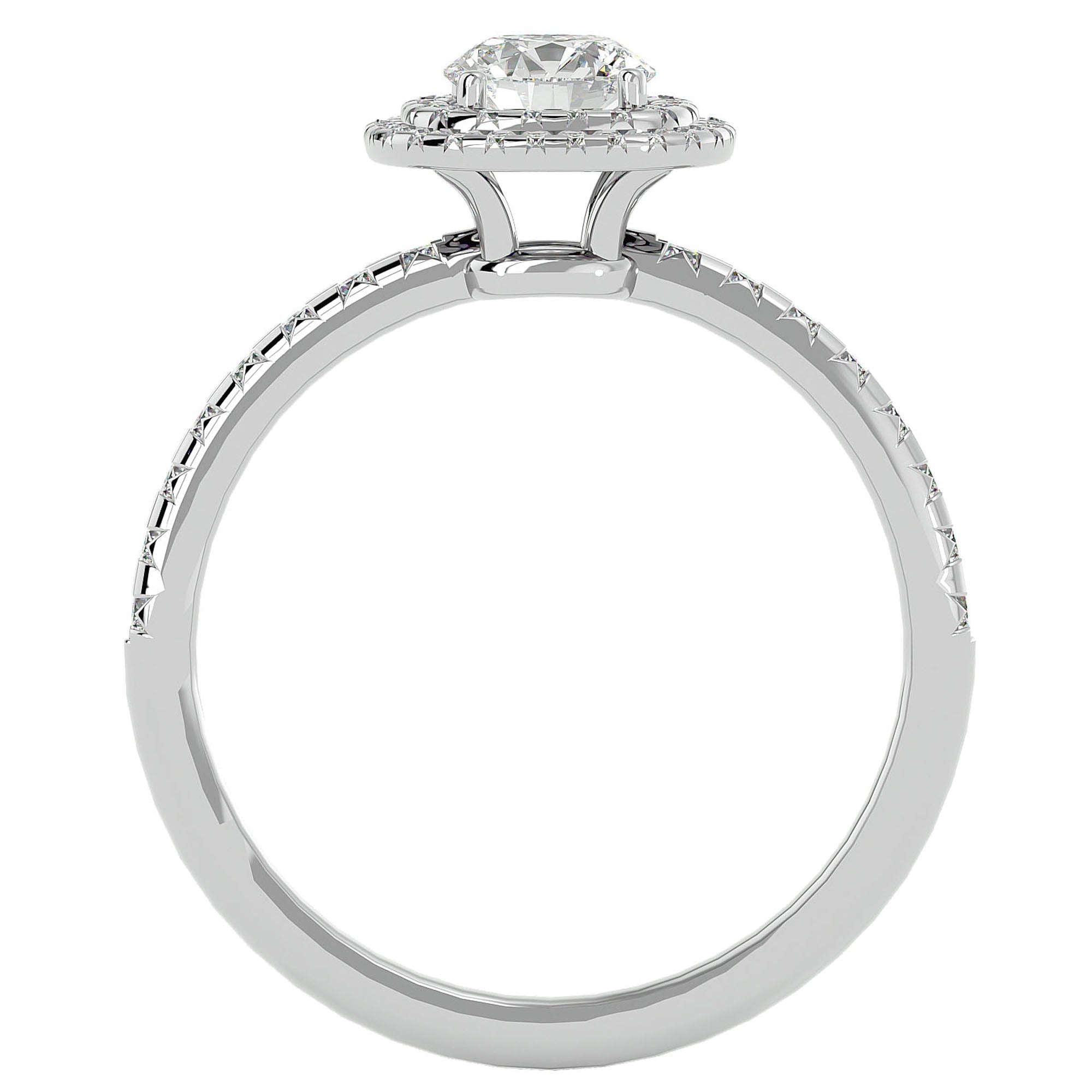 Inel de Logodnă Rhapsody cu Diamante Create în Laborator Halo Pavé de 0.93 ct din Platina - Castelo.ro