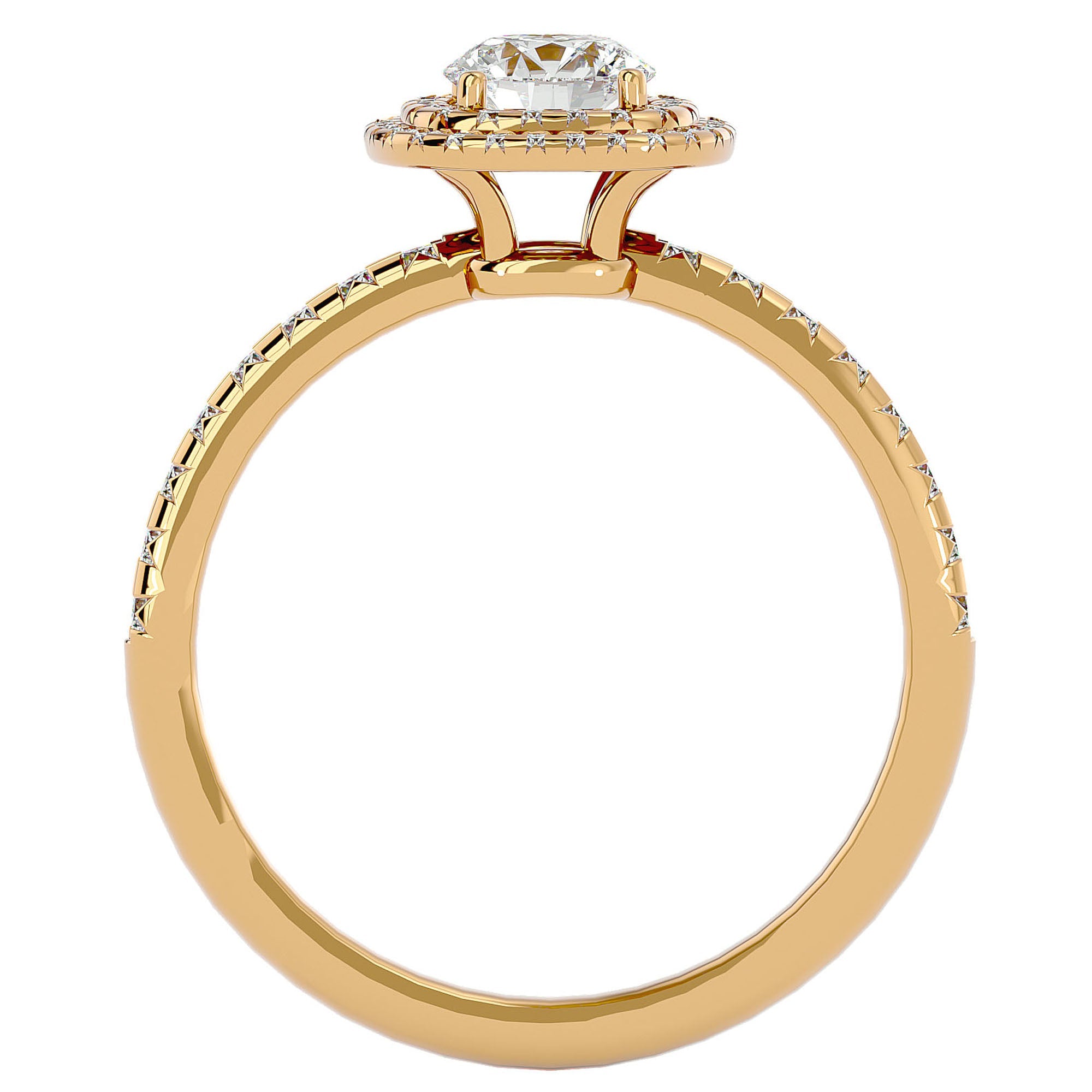 Inel de Logodnă Rhapsody din Aur 14k cu Diamante Create în Laborator Halo Pavé de 0.93 ct din 14k Aur Galben - Castelo.ro