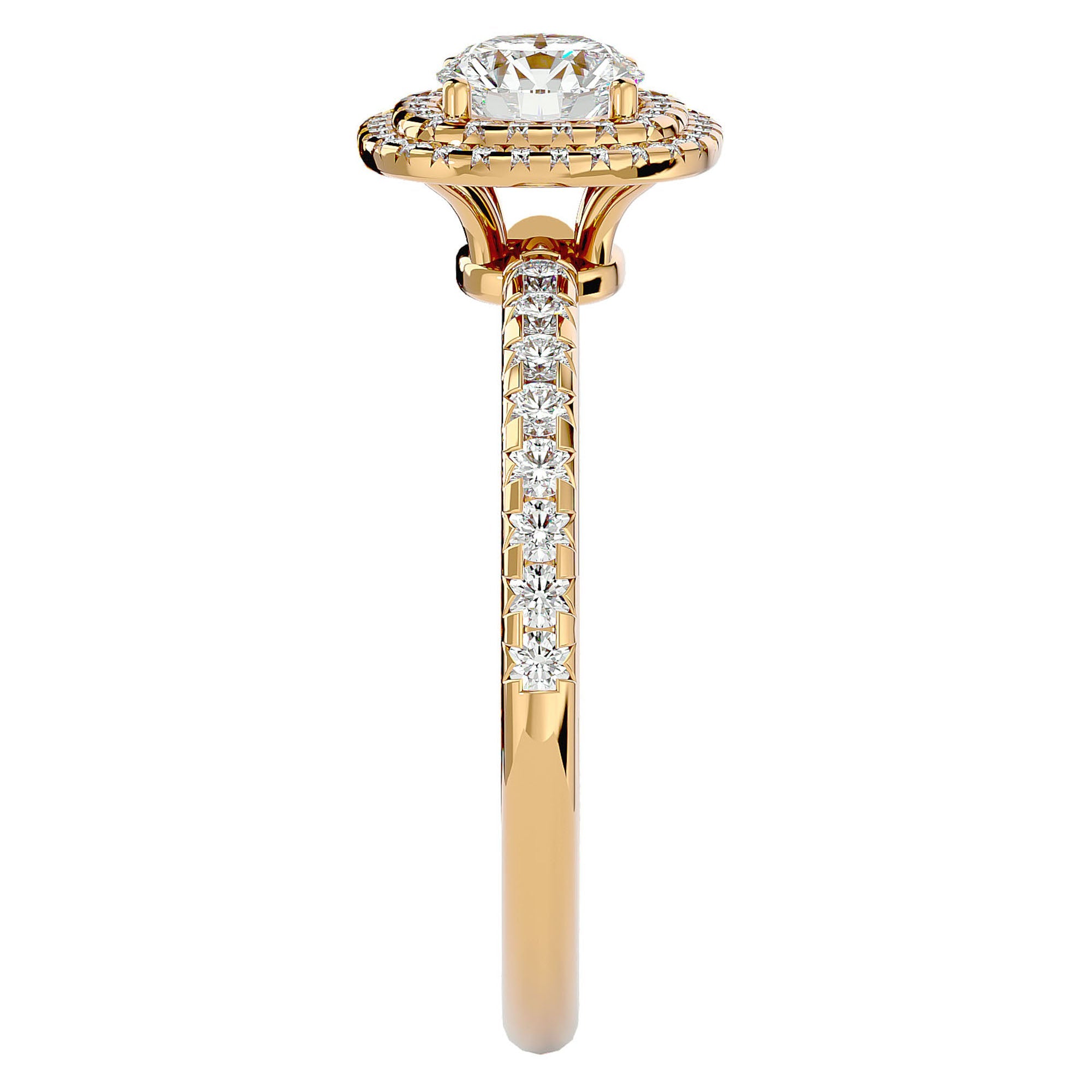 Inel de Logodnă Rhapsody din Aur 14k cu Diamante Naturale Halo Pavé de 0.93 ct din 14k Aur Galben - Castelo.ro